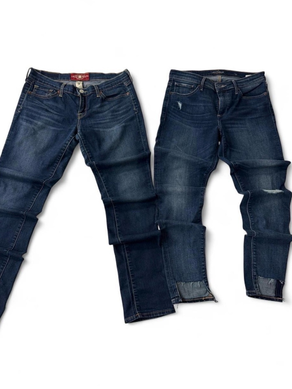 Lot of 2 Lucky Brand Women's Skinny Jeans in Dark Indigo Size 6 Low Waist